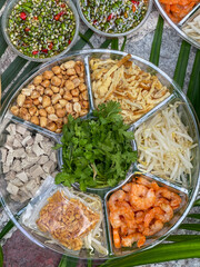 Fresh vegetables, beans, flour, complementing the food plate Thailand.