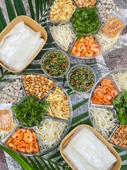 Fresh vegetables, beans, flour, complementing the food plate Thailand.