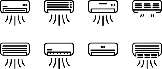 Modern Air Conditioner Icons:  Clean Line Art, HVAC System, Cooling Solutions