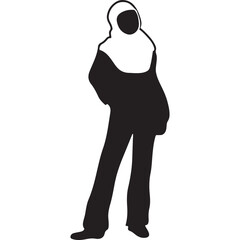 Silhouette of a islamic woman standing with a  illustration