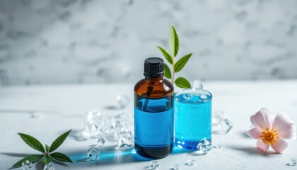 Beauty products on marble