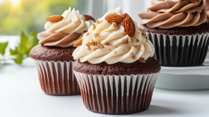 Delicious Close Up of Frosted Cupcake with Colorful Sprinkles and Cream