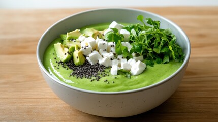 Vibrant Green Smoothie Bowl with Avocados and Fresh Greens for Health