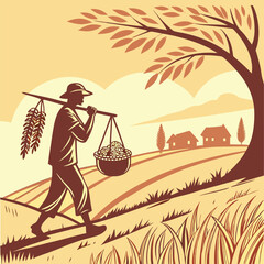 farmer with a basket of corn