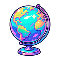 PNG Vibrant colorful globe illustration.