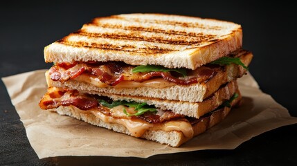Delicious Sandwich Loaded with Fresh Meat and Cheese on Crisp Bread Slice