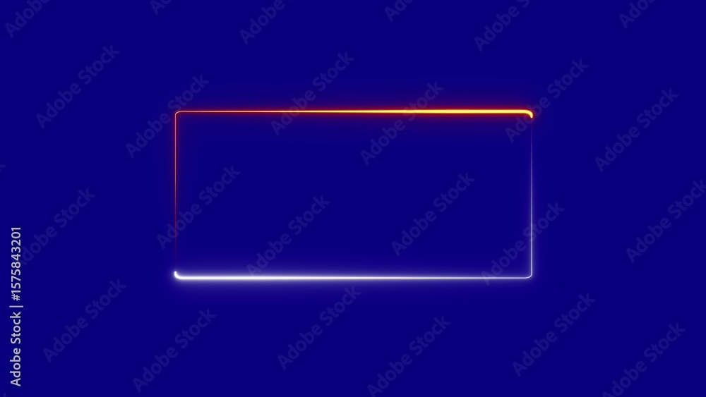 Fototapete abstract glowing rectangular frame with neon light effects on a dark blue background