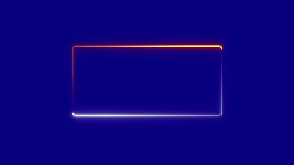 Abstract glowing rectangular frame with neon light effects on a dark blue background