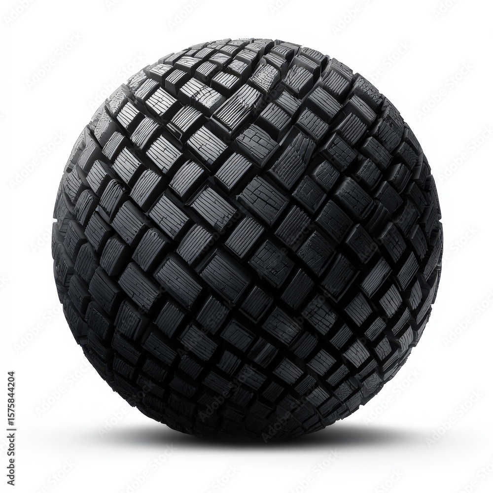 Poster abstract black sphere with geometric square pattern texture 3d render ideal for backgrounds and desi