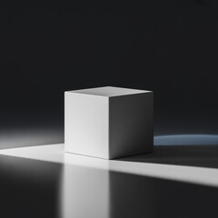 White Cube on White Surface with Dramatic Light geometric