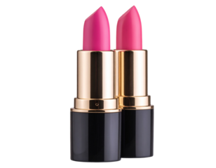 Bold pink lipstick on a sleek transparent background  
