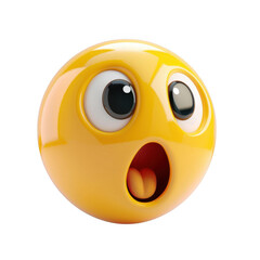 Fototapeta premium Isolated Vividly Shocked Yellow Emoji white and transparent background.