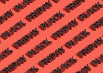 Black Friday text isometric seamless pattern. 3d illustration.