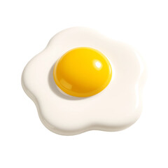 Perfectly Cooked Plastic Cartoon Fried Egg Icon with a Vibrant Yellow Yolk, a Classic Breakfast Food Element for Morning Meals and Playful Culinary Designs, Isolated Object