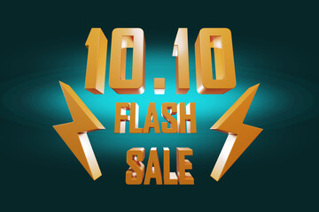 Promotional poster for Double Ten. 10.10 flash sale. 3d illustration.