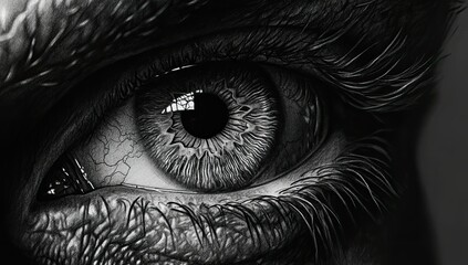 A close-up of an eye being drawn with a pencil, showcasing the detailed lines and shading that highlight its features