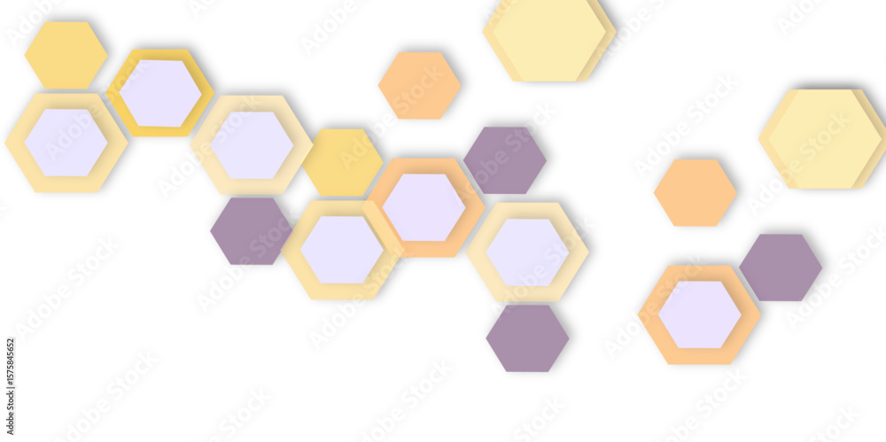 Poster colorful geometric hexagon texture pattern design. abstract hexagon design white background and wall
