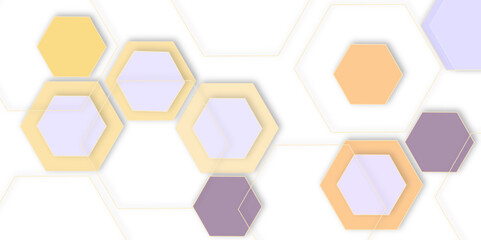 colorful geometric hexagon texture pattern design.  abstract hexagon design white background and wall decorative in the bath copy space, technology, data, commination.