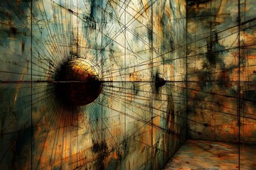 Abstract Industrial Sphere with Geometric Lines