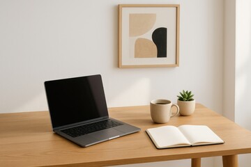 Minimalist Home Office Workspace, Clean Modern Productivity
