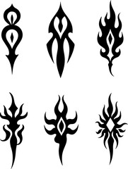 Obraz premium Indian tribal, tattoo, blade, sword, dagger, flame, abstract art bundle