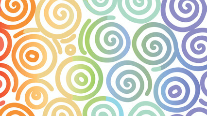 Colorful semicircles with dot patterns arranged in overlapping rows on a white background design