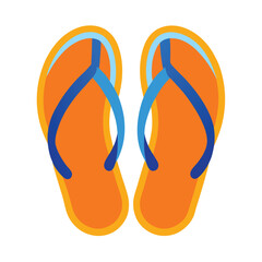 Orange and Blue Flip Flops Illustration on a White Background