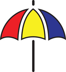 Obraz premium Colorful cartoon set of vector umbrellas for sun and rain protection during summer travel