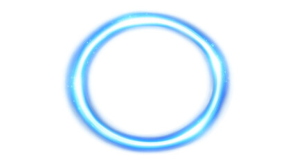 Fototapeta premium Glowing ring object has radiant blue and white light isolated against transparent backdrop. 