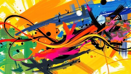 Obraz premium Abstract vibrant artwork with dynamic brushstrokes