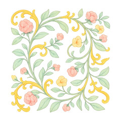 PNG Elegant floral decorative pattern illustration.