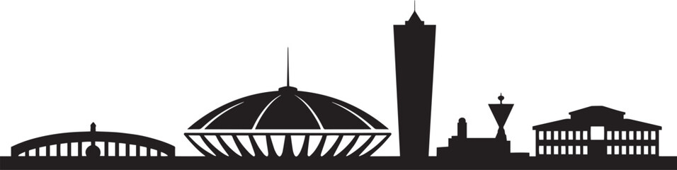 Diverse architectural silhouettes against white background architecture buildings