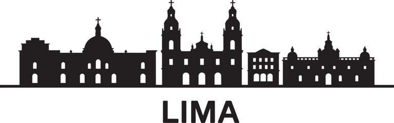 Lima skyline silhouette with churches and buildings peru architecture