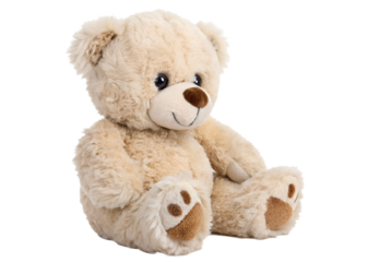 Cute soft teddy bear toy isolated on transparent background
