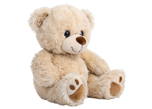 Cute soft teddy bear toy isolated on transparent background