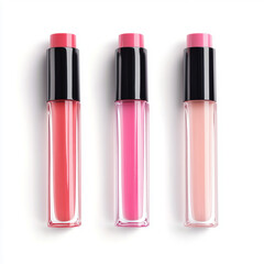 lip gloss tubes isolated on white background