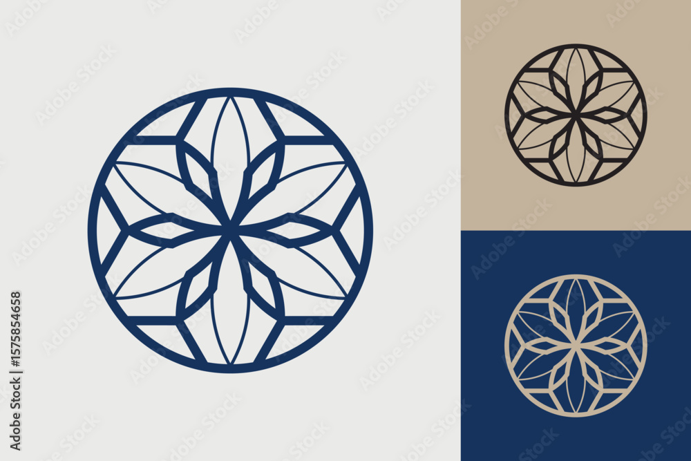 Fototapete Geometric circle logo icon. Circle concept vector design with minimalistic linear style