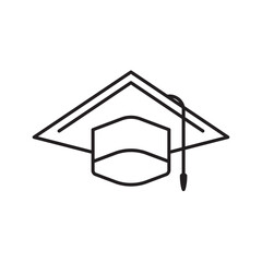 Minimal line icon of a graduation cap, symbolizing education, achievement, academic success, or scholarship. Ideal for school, university, or learning content.
