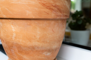 large ceramic flower pot on the window
