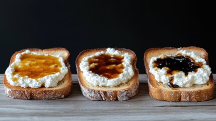 Delicious Close Up of Freshly Baked Bread Topped with Cream and Jam
