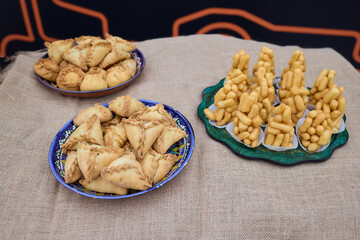 Delicious Traditional chuck chuck Pastries Beautifully Stacked in a Decorative Platter Ready for Enjoyment