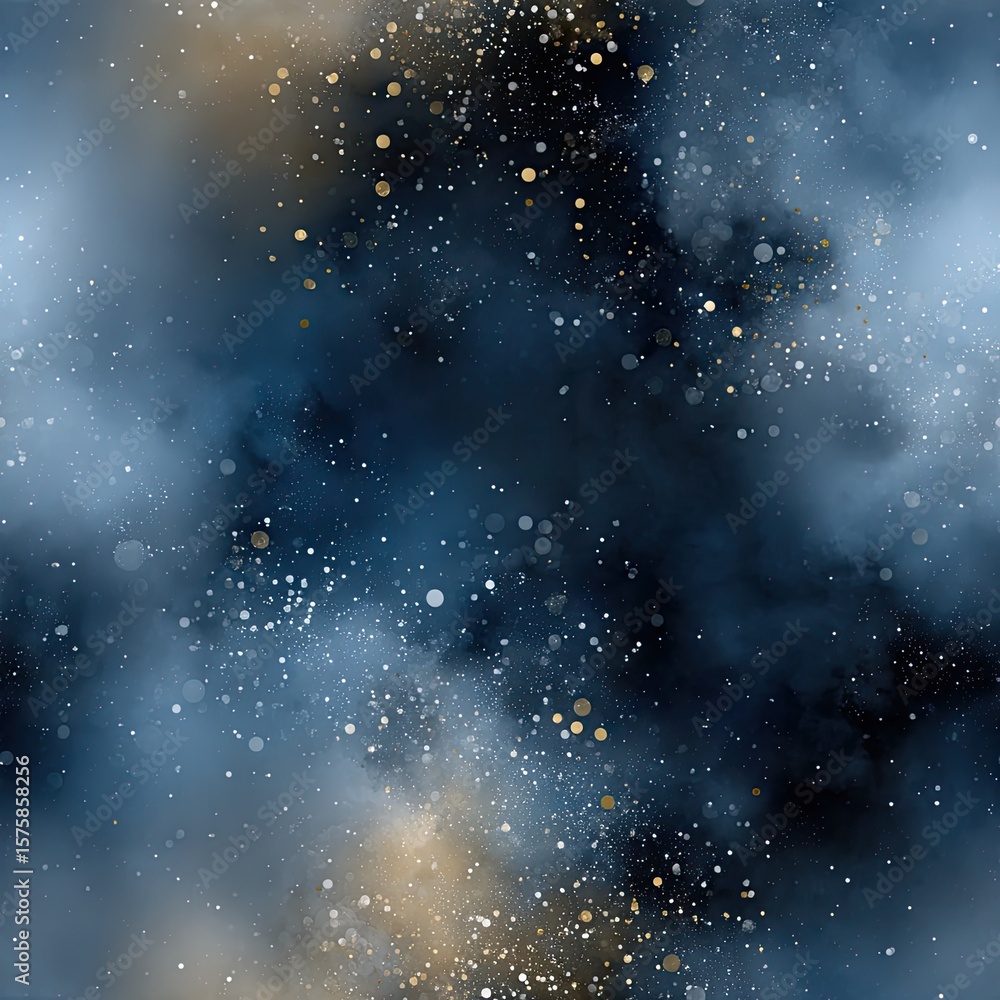Poster beautifully crafted watercolor design features a starry sky with a gradient background and textured 