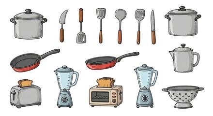 illustration of modern cooking equipment