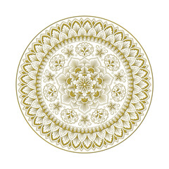 Round floral pattern with emboss and shadow effects. PNG, no background. 