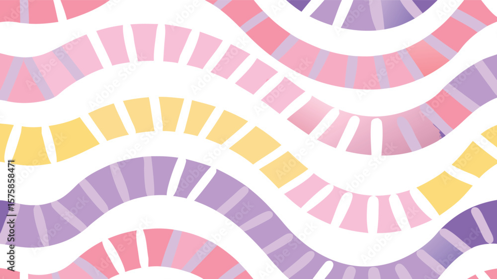 Aufkleber pastel colored wavy bands with white separators creating a playful and decorative pattern design