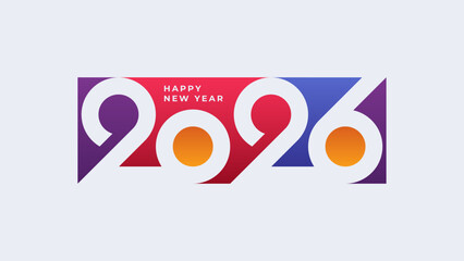 Modern Happy New Year 2026 logos with stylish number typography. Includes multiple variations of the 2026 design for celebration themes. Perfect for New Year 2026 greeting cards, posters.