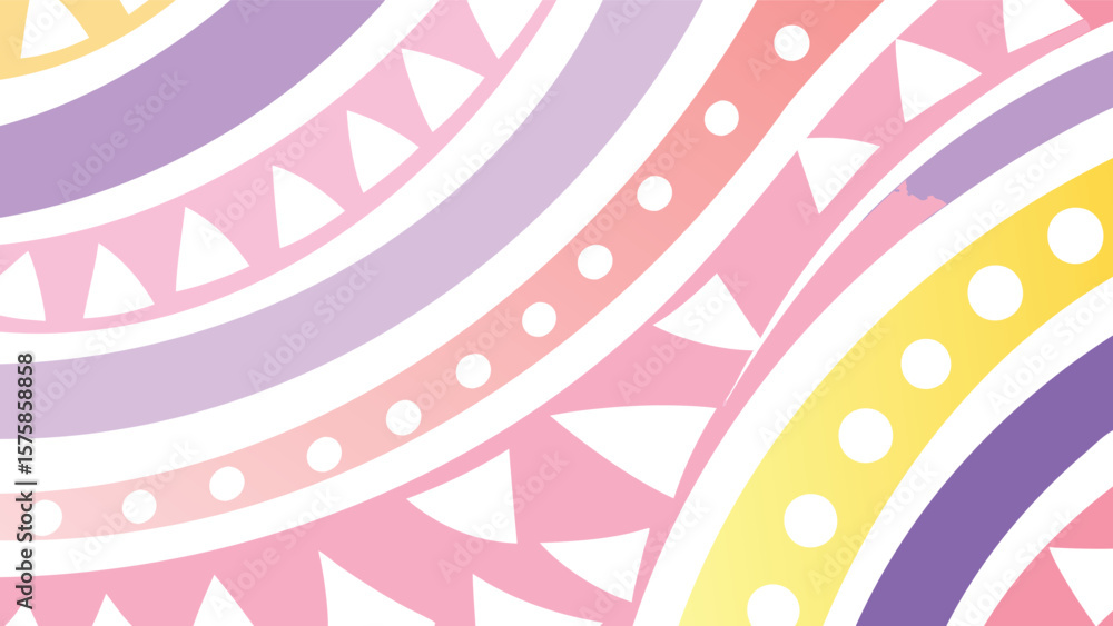 Aufkleber pastel colored concentric arcs with triangle and circle patterns creating a soft abstract design