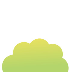 Gradient Green Cloud Shape, Bottom Border Element on White.