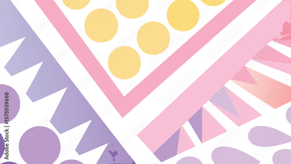 Poster abstract pastel pattern with circles, triangles, and jagged edges creating a modern design