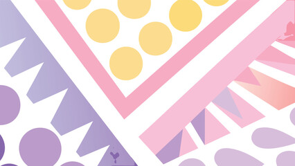 Abstract pastel pattern with circles, triangles, and jagged edges creating a modern design